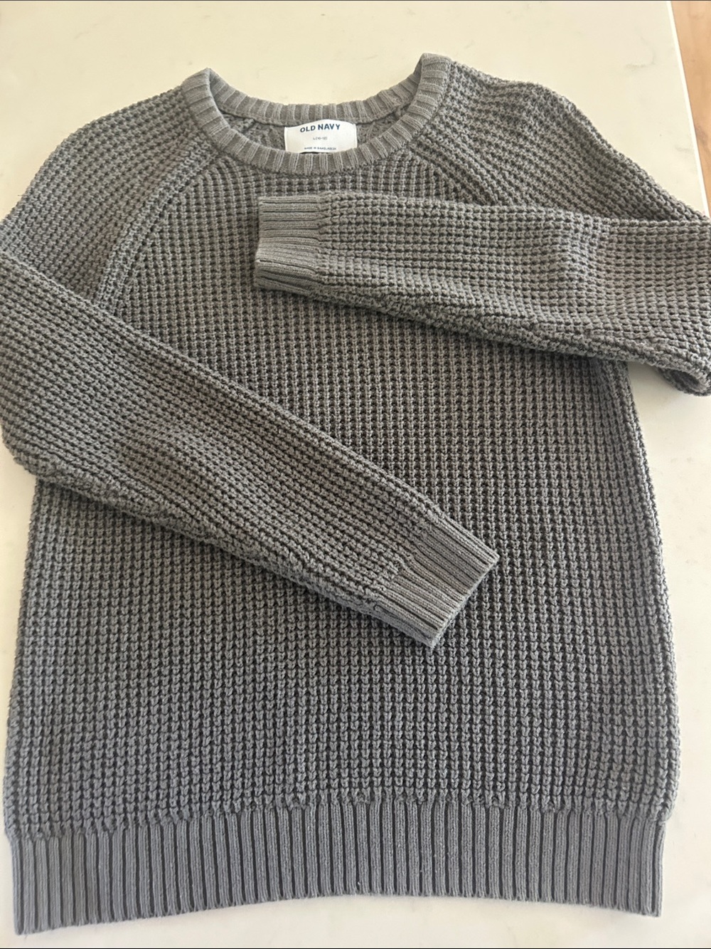 Old Navy Gray Boys Waffle Knit Crewneck Sweater